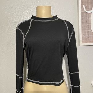 SHEIN black crop top w/white stitching
